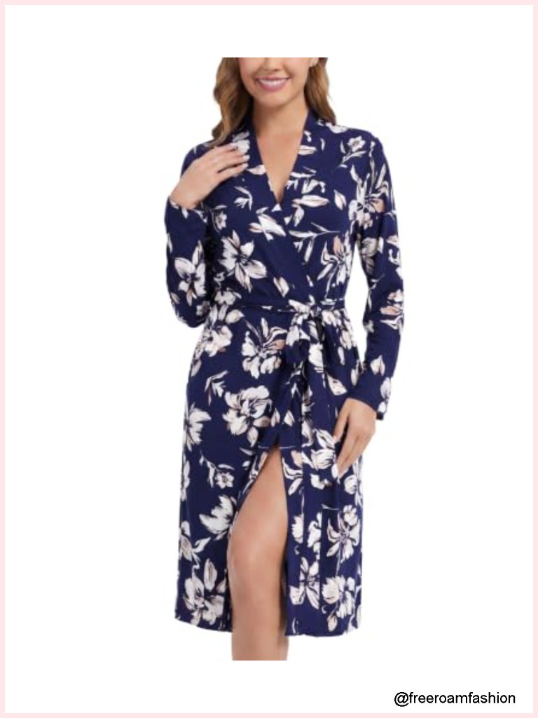Viscose From Bamboo Robe Women Soft Lightweight Kimono Spa Robe With Pockets